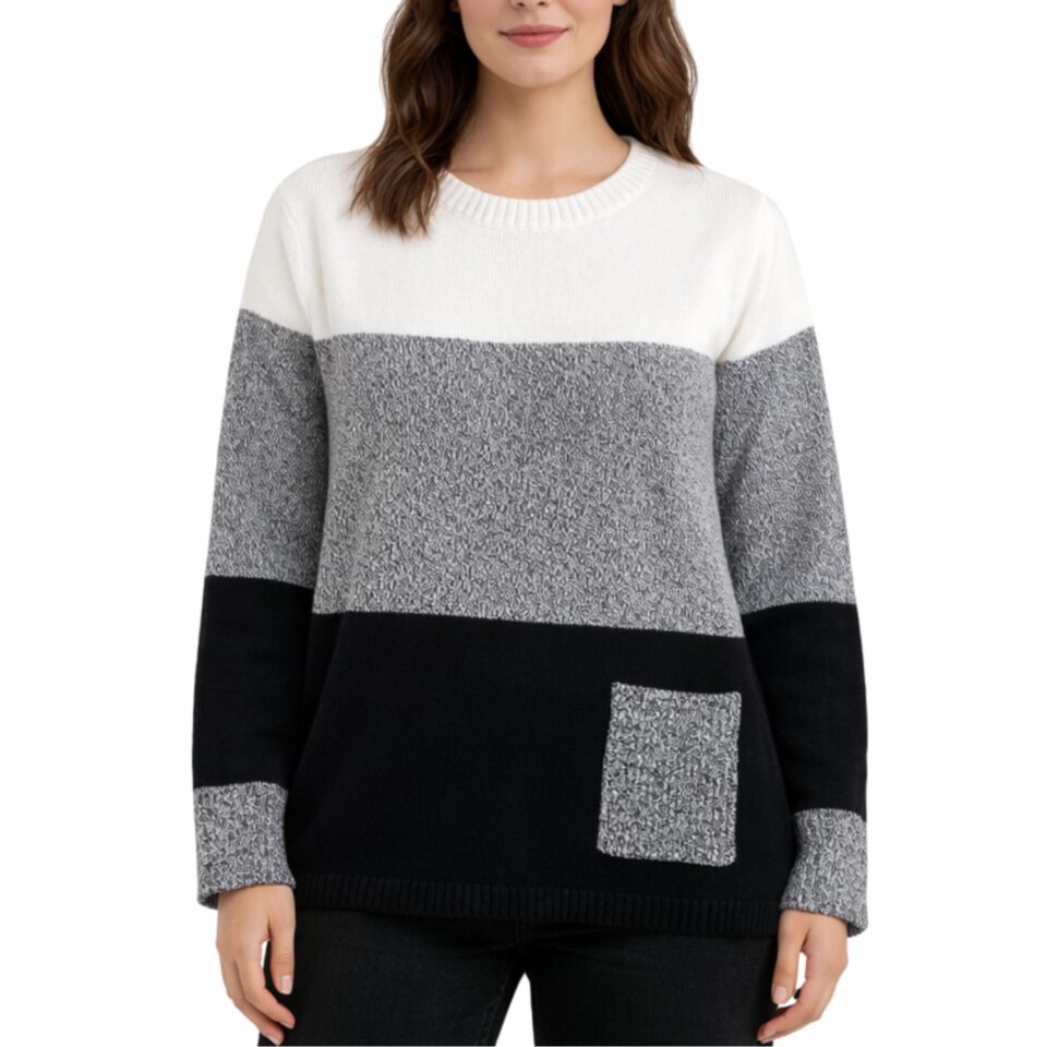 Maglia melengiata in lana con taschino