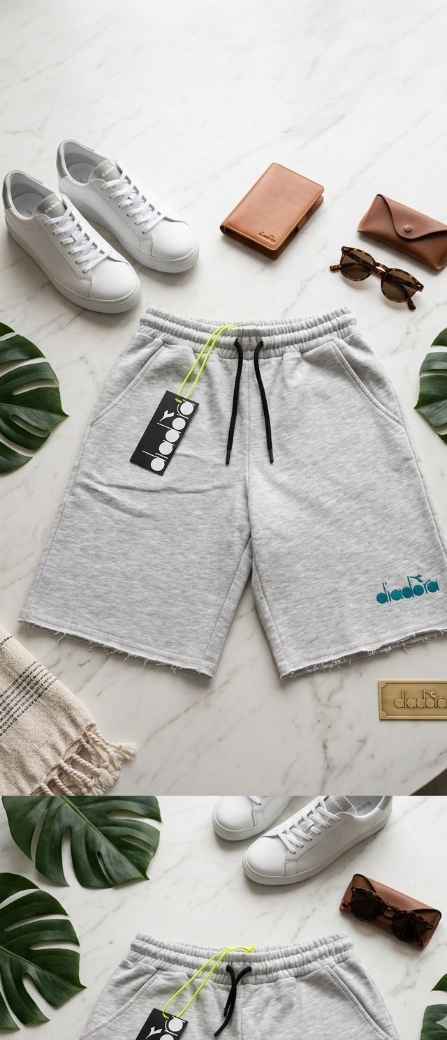 Diadora bermuda in felpa di cotone bambino \ragazzo
